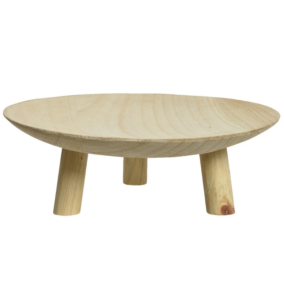 Decoris Fruitschaal Op Voet - Hout - 30 X 10 Cm 3 Decoris Fruitschaal Op Voet - Hout - 30 X 10 Cm