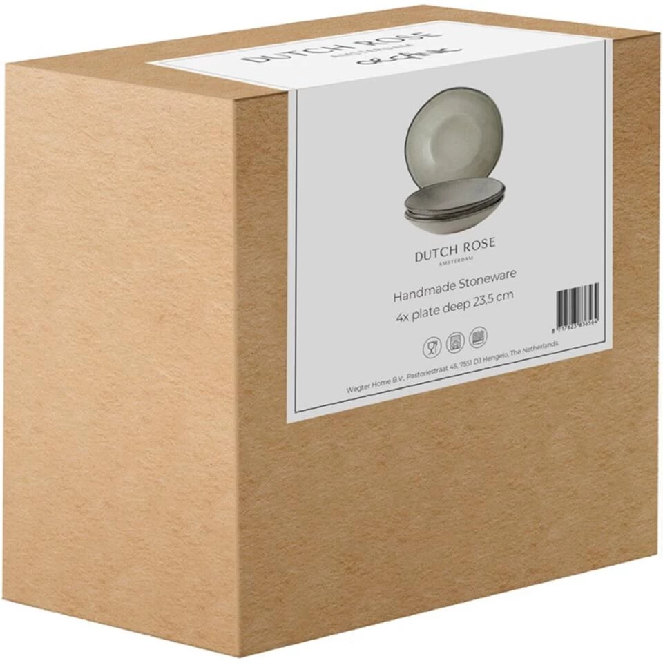 Dutch Rose Giftset 4 Borden Diep 23,5 Cm Creme 4 Dutch Rose Giftset 4 Borden Diep 23,5 Cm Creme - Afbeelding 2