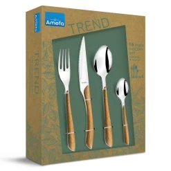 Amefa Eclat Nature - 16-delige Bestekset Voor 4 Personen - Wood Look -Beroemde Servies Winkel 1000088799 0103