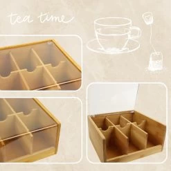 Orange85 Theedoos 6 Vaks Bamboe 20,5x22x10 Cm Kunststof -Beroemde Servies Winkel 1000090166 0111