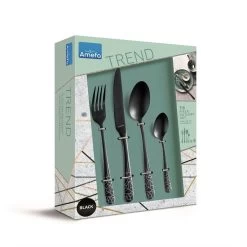 Amefa Austin Frost - 16-delige Bestekset Voor 4 Personen - Mat Zwart -Beroemde Servies Winkel 1000090549 0102