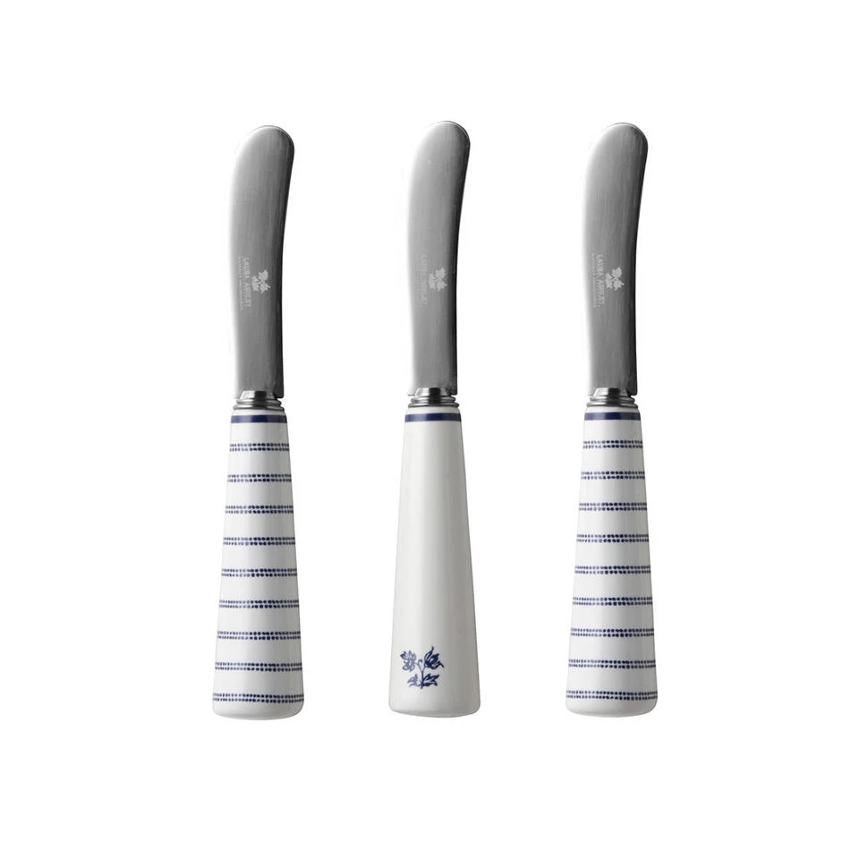 Laura Ashley Giftset 3 Botermesjes Uni En Candy Stripe 3 Laura Ashley Giftset 3 Botermesjes Uni En Candy Stripe