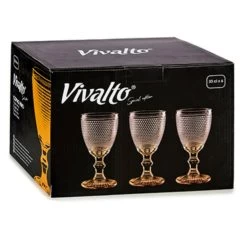 Vivalto - Luxe Wijnglazen Monaco Serie Set 6x Op Gouden Voet 330 Ml -Beroemde Servies Winkel 1000093170 0102