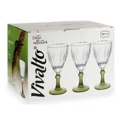 Vivalto - Wijnglazen Exotic Collection Set 6x Op Groene Voet 275 Ml -Beroemde Servies Winkel 1000093172 0102