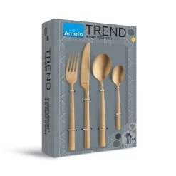 Amefa Manille - 16-delige Bestekset Voor 4 Personen - Stonewash Goud -Beroemde Servies Winkel 1000093307 0103