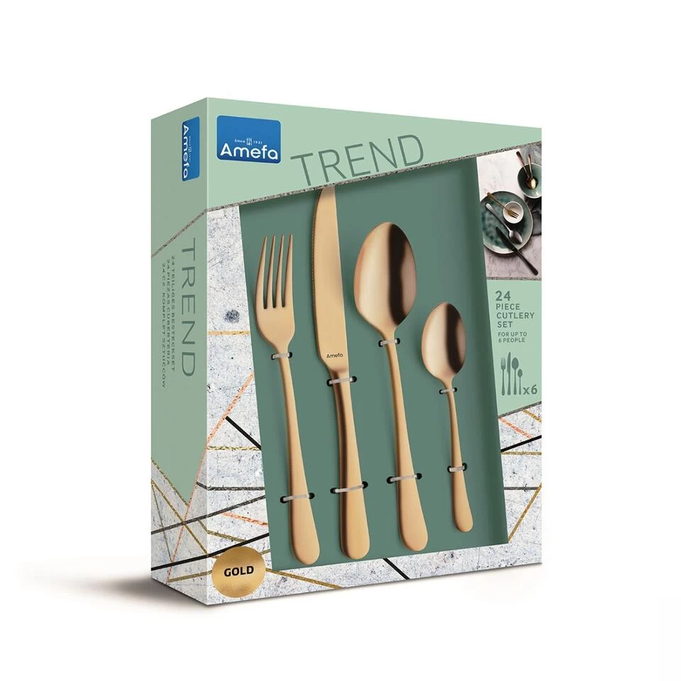 Amefa Austin - 24-delige Bestekset Voor 6 Personen - Mat Goud 6 Amefa Austin - 24-delige Bestekset Voor 6 Personen - Mat Goud - Afbeelding 4