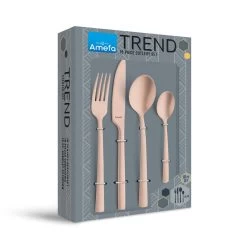 Amefa Manille - 16-delige Bestekset Voor 4 Personen - Stonewash Koper 9 Amefa Manille - 16-delige Bestekset Voor 4 Personen - Stonewash Koper -Beroemde Servies Winkel 1000093311 0103