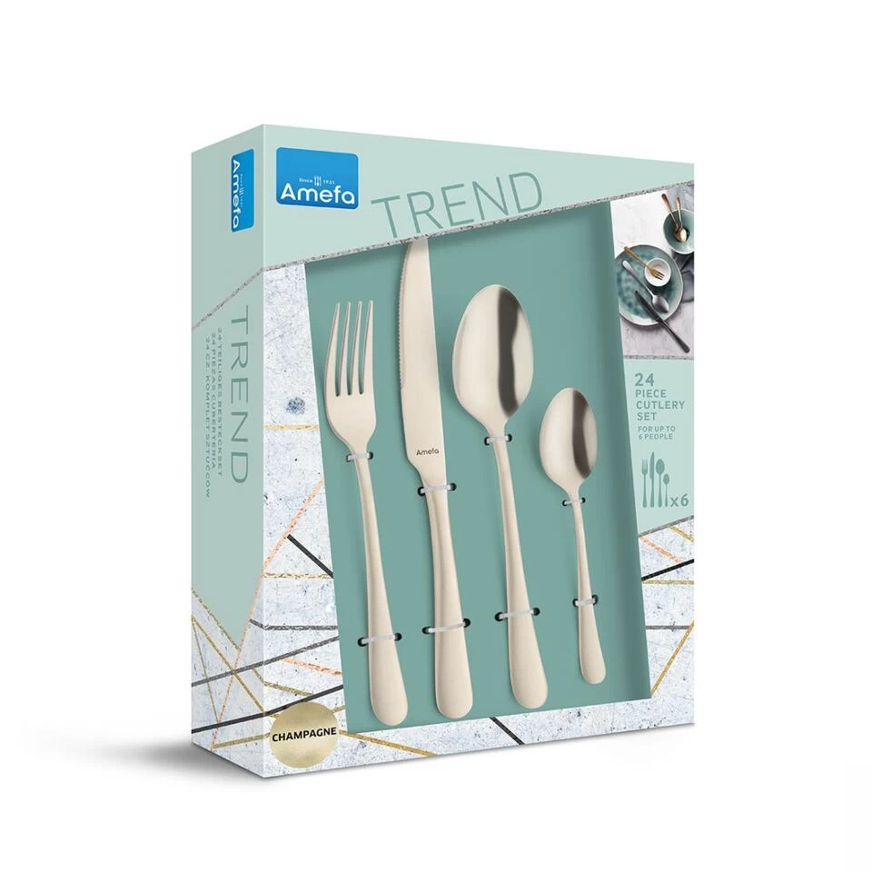 Amefa Austin - 24-delige Bestekset Voor 6 Personen - Mat Champagne 6 Amefa Austin - 24-delige Bestekset Voor 6 Personen - Mat Champagne - Afbeelding 4