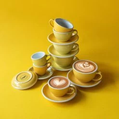 Egg Koffiekop Met Schotel - Set Van 2 - 150ml - Geel -Beroemde Servies Winkel 1000093473 0103