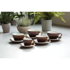 Egg Cappuccinokop Met Schotel - Set Van 2 - 250ml - Caramel -Beroemde Servies Winkel 1000093477 0102