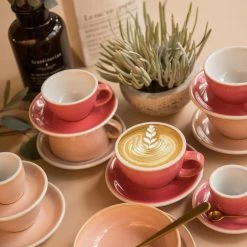 Egg Cappuccinokop Met Schotel - Set Van 2 - 250ml - Berry -Beroemde Servies Winkel 1000093489 0103