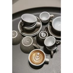 Egg Koffiekop Met Schotel - Set Van 2 - 150ml - Gunpowder -Beroemde Servies Winkel 1000093492 0102