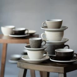 Egg Koffiekop Met Schotel - Set Van 2 - 150ml - Gunpowder -Beroemde Servies Winkel 1000093492 0103