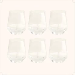 OTIX Waterglazen Set Van 6 300ml Diamant Vorm Transparant Glas -Beroemde Servies Winkel 1000094288 0101