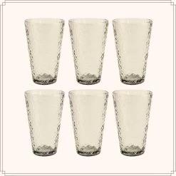 OTIX Waterglazen Longdrink Glazen Set Van 6 Stapelbaar 300ml Gehamerd Glas -Beroemde Servies Winkel 1000094289 0101