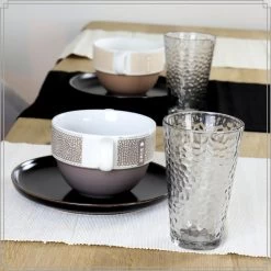 OTIX Waterglazen Longdrink Glazen Set Van 6 Stapelbaar 300ml Gehamerd Glas -Beroemde Servies Winkel 1000094289 0110