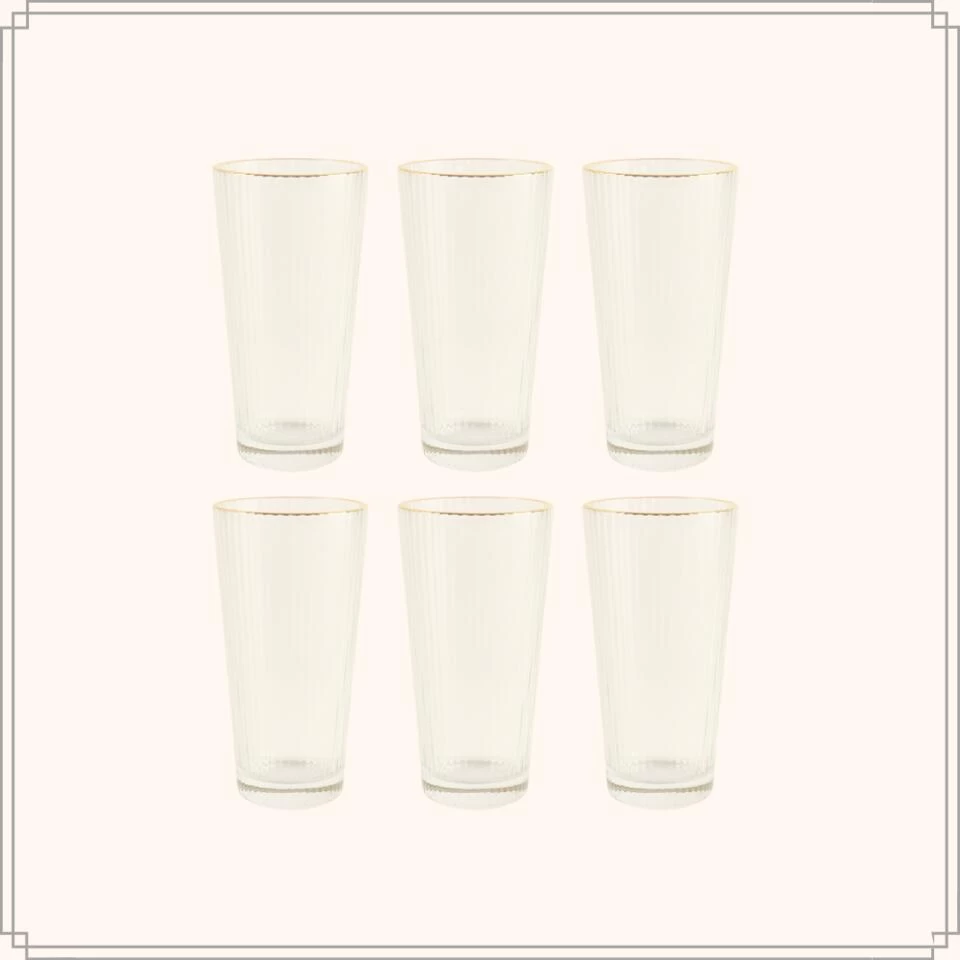 OTIX Waterglazen Longdrink Glazen Set Van 6 Stapelbaar 400ml Met Gouden Rand 4 OTIX Waterglazen Longdrink Glazen Set Van 6 Stapelbaar 400ml Met Gouden Rand - Afbeelding 2