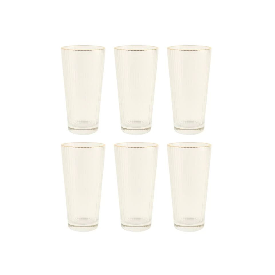 OTIX Waterglazen Longdrink Glazen Set Van 6 Stapelbaar 400ml Met Gouden Rand 3 OTIX Waterglazen Longdrink Glazen Set Van 6 Stapelbaar 400ml Met Gouden Rand