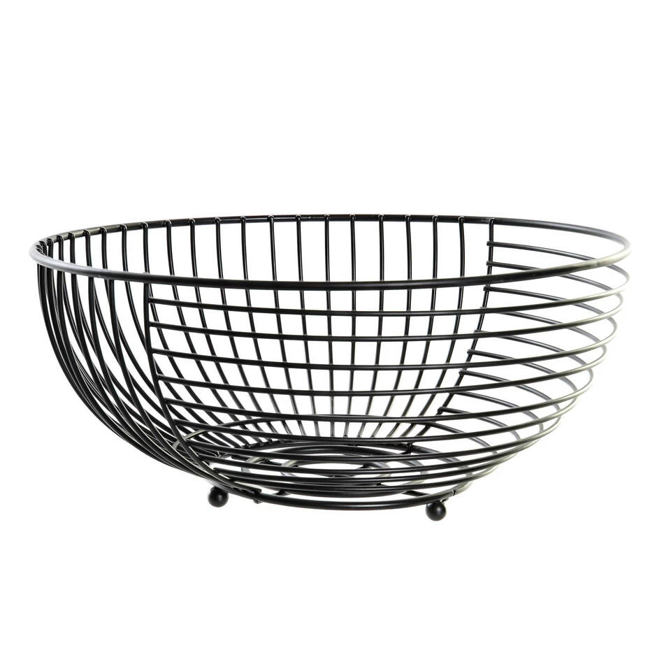 Metalen Draadmand Fruitschaal - Zwart - Rond - 28 X 12 Cm 3 Metalen Draadmand Fruitschaal - Zwart - Rond - 28 X 12 Cm