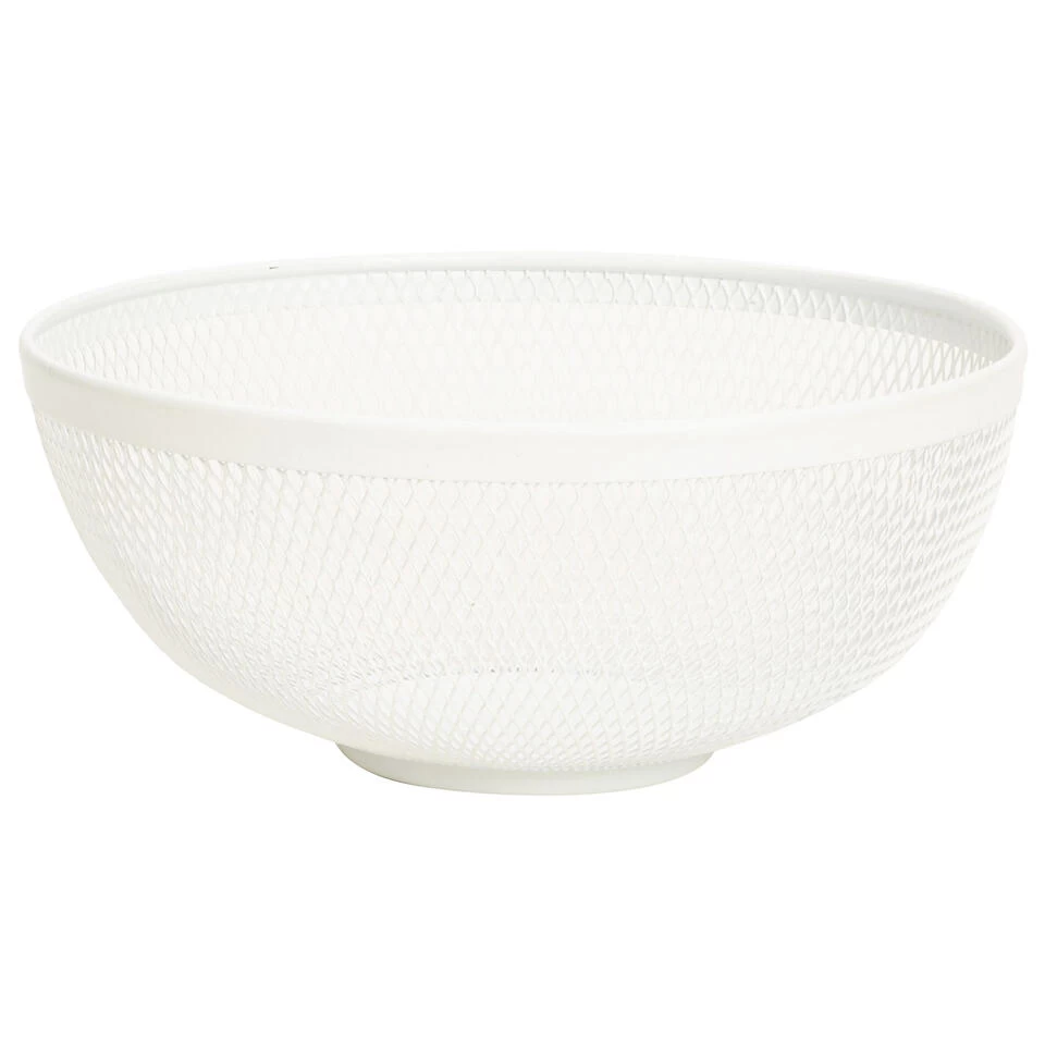 Metalen Draadmand Fruitschaal - Wit - Rond - 26 X 12 Cm 3 Metalen Draadmand Fruitschaal - Wit - Rond - 26 X 12 Cm