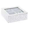 Items Theedoos/theekist Leaves - Hout - Wit - 4 Vakken -Beroemde Servies Winkel 1000096733