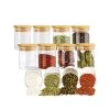 LW Collection Voorraadpotten Kruidenpotjes Glas 12 Stuks Bamboe Deksel 0.2L -Beroemde Servies Winkel 1000097154
