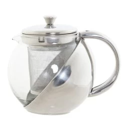 Items Theepot - Glas - RVS - 600 Ml - Met Filter En Handvat