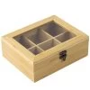 HI Theedoos/kist - 6-vaks - Bamboe Hout - 21 X 17 X 8 Cm -Beroemde Servies Winkel 1000098290