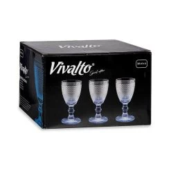 Vivalto - Luxe Wijnglazen Monaco Serie Set 6x Op Blauwe Voet 240 Ml -Beroemde Servies Winkel 1000098292 0102