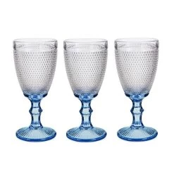 Vivalto - Luxe Wijnglazen Monaco Serie Set 6x Op Blauwe Voet 240 Ml