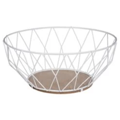 5Five Fruitmand/fruitschaal - Draad Metaal - Wit - Dia 28 Cm