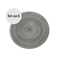 Krumble Placemat Rond - Zilver/grijs - Set Van 6