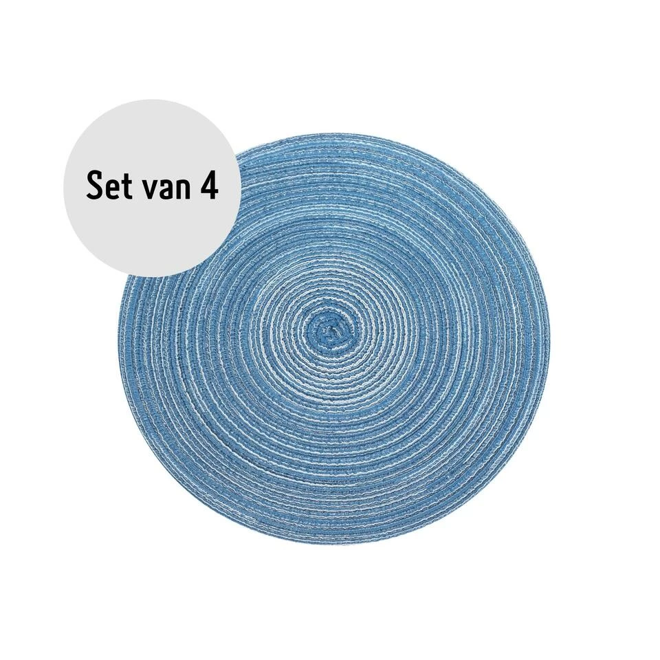 Krumble Placemat Rond - Blauw/grijs - Set Van 4 3 Krumble Placemat Rond - Blauw/grijs - Set Van 4