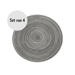 Krumble Placemat Rond - Zilver/grijs - Set Van 4