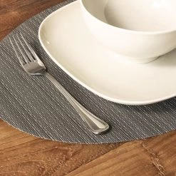 QUVIO Placemat Ovaal - 32 X 45 Cm - Grijs/bruin - Set Van 4 -Beroemde Servies Winkel 1000099162 0101