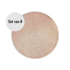 Krumble Placemat Rond - PVC - Rosegoud - Set Van 8