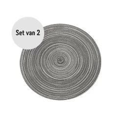 Krumble Placemat Rond - Zilver/grijs - Set Van 2