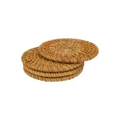 QUVIO Glasonderzetters - Set Van 4 - Rotan -Beroemde Servies Winkel 1000099178 0103