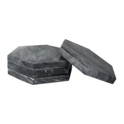 QUVIO Glasonderzetter Hexagon - Marmer - Zwart - Set Van 4 -Beroemde Servies Winkel 1000099181 0103