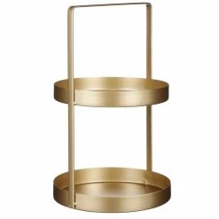 Mica Decorations Etagere - 2-laags - Metaal - Goud - H41 X D25 Cm