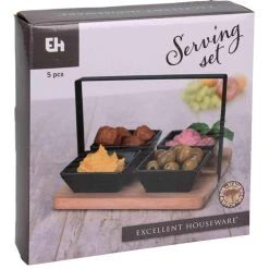 Excellent Houseware Serveerplank 4 Schaaltjes - Hout Keramiek - 22 Cm -Beroemde Servies Winkel 109d29e73bad422e88fb69dd576cbee0