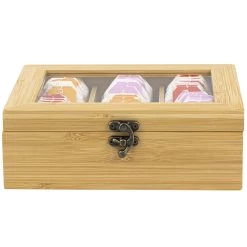 HI Theedoos/kist - 6-vaks - Bamboe Hout - 21 X 17 X 8 Cm -Beroemde Servies Winkel 12a8911a5b1a48eab6e717aced83df4f