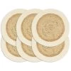 VidaXL Placemats 6 St Rond 38 Cm Jute En Katoen Natuurlijk -Beroemde Servies Winkel 1407029261