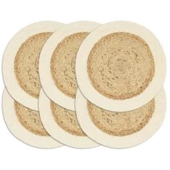 VidaXL Placemats 6 St Rond 38 Cm Jute En Katoen Natuurlijk