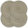 VidaXL Placemats 4 St Rond 38 Cm Jute Effen Grijs -Beroemde Servies Winkel 1444569856