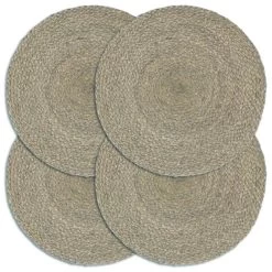 VidaXL Placemats 4 St Rond 38 Cm Jute Effen Grijs
