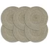 VidaXL Placemats 6 St Rond 38 Cm Jute Effen Grijs