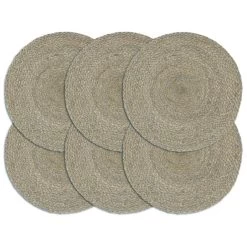 VidaXL Placemats 6 St Rond 38 Cm Jute Effen Grijs