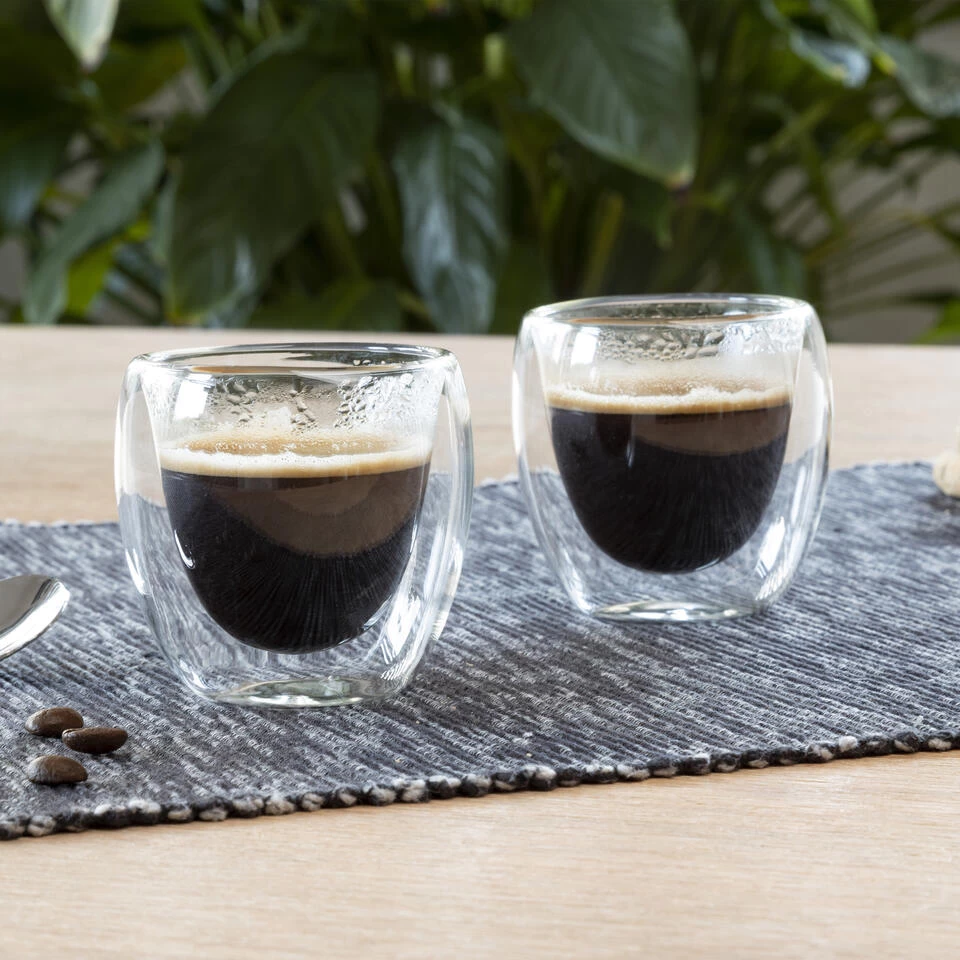 HI Koffieglazen Dubbelwandig - Set 2x - Espresso - 80 Ml 4 HI Koffieglazen Dubbelwandig - Set 2x - Espresso - 80 Ml - Afbeelding 2