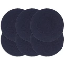 VidaXL Placemats 6 St Rond 38 Cm Katoen Effen Marineblauw